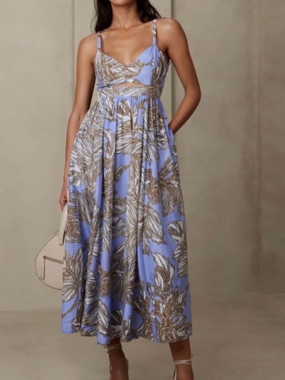 Banana Republic Blue Floral Maxi Dress with Cutout Details